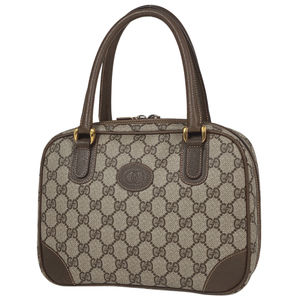 Gucci GG Pattern Handbag Old Gucci Coated Canvas Brown